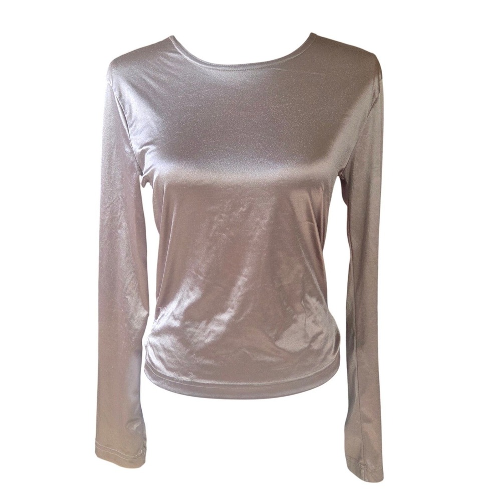 Vintage 90s All That Jazz Metallic Top Gold Shimmer Long Sleeve Y2K Medium